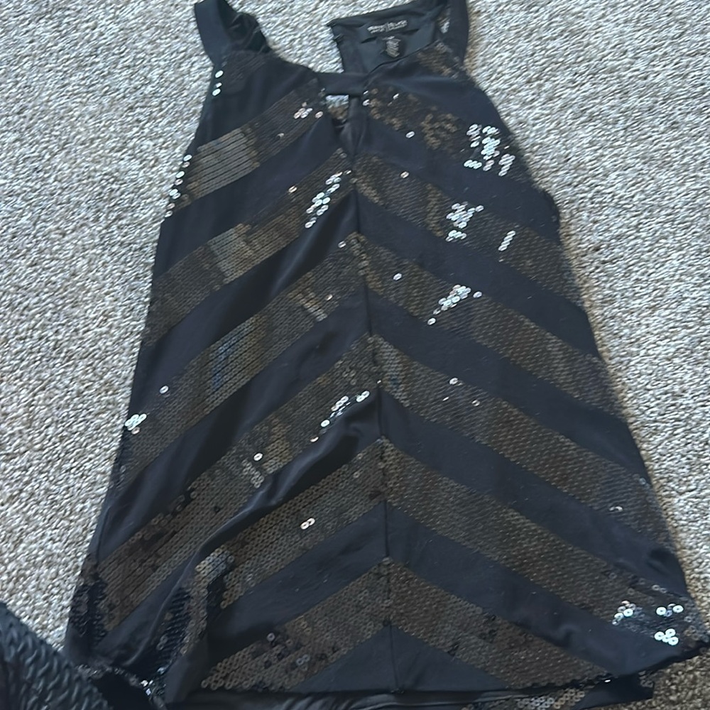 Black sequence tank top